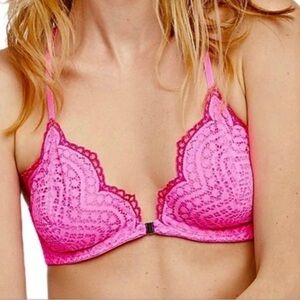Free People Intimately UW Front Closure Bra Slow Dance Neon Pink size 32B NWT